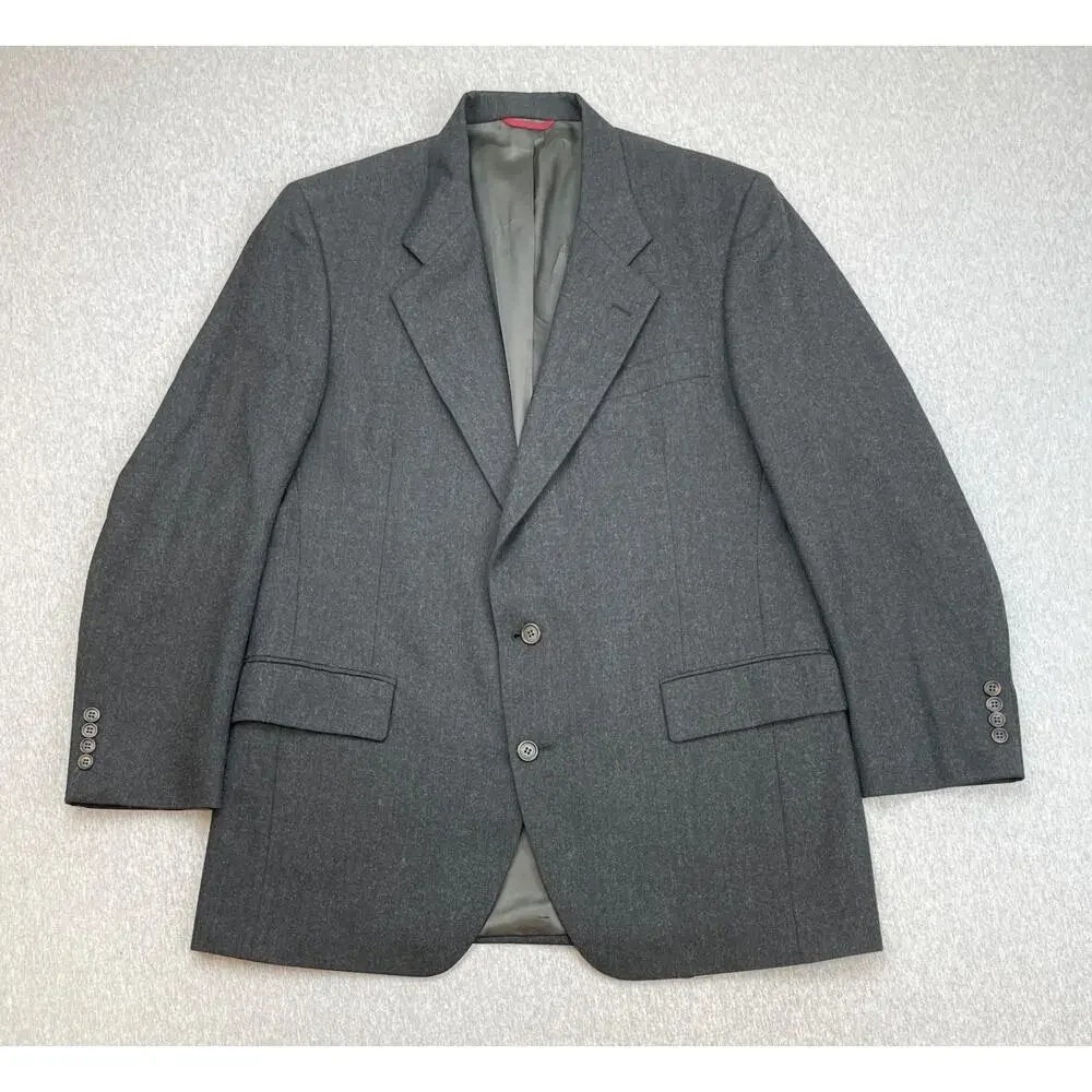 Jos A Bank Blazer Mens 44L Gray 100% Wool 2 Button Single Breasted Made In USA